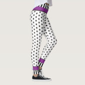 Leggings Pois noir et blanc motif & rayures violet (Droite)