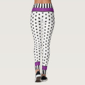 Leggings Pois noir et blanc motif & rayures violet (Dos)