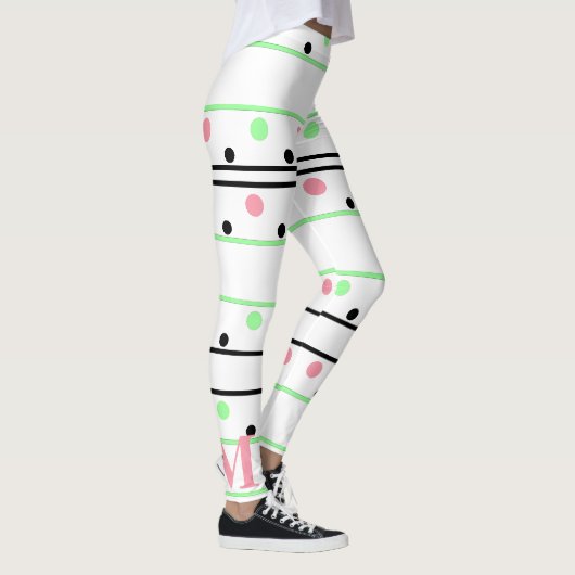 Leggings Pois noir rose monogramme (Droite)