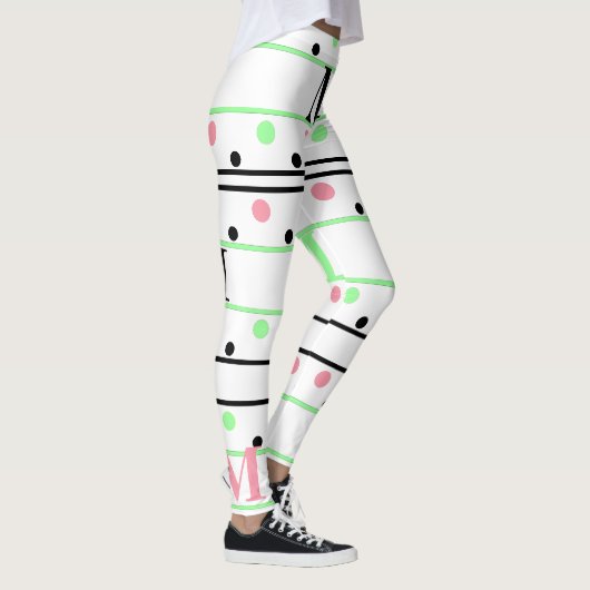 Leggings Pois noir rose monogramme (Droite)