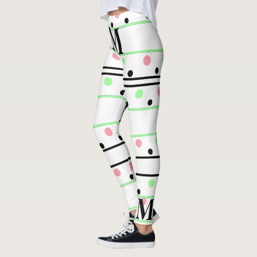 Leggings Pois noir rose monogramme (Gauche)