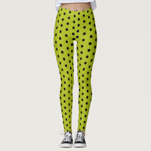Leggings Pois noir vert cool rétro motif