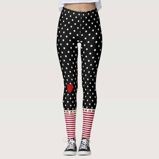 Leggings Pois, rayures et coeurs de poupée de chiffon (Devant)