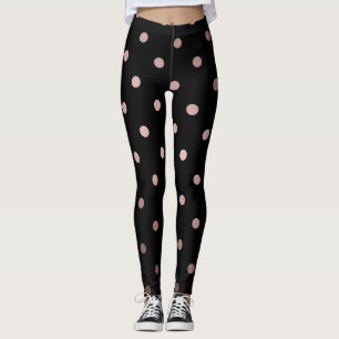 Leggings pois rose de noir d'or de faux élégant