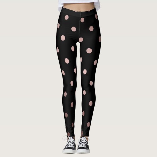 Leggings pois rose de noir d'or de faux élégant (Devant)