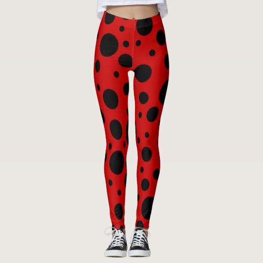 Leggings Pois rouge et noir (Devant)