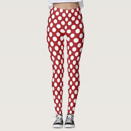 Leggings Pois rouges, Motif à points polka, points, pointil (Devant)