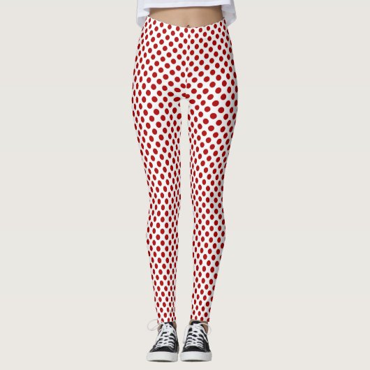 Leggings pois rouges sur blanc (Devant)