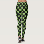 Leggings Pois Shamrocks verts St. Patrick's Day noir (Dos)