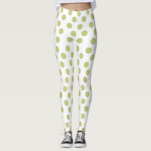 Leggings Pois vert d'olive (Devant)