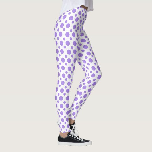 Leggings Pois violets de fête sur blanc (Droite)