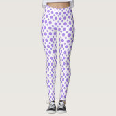 Leggings Pois violets de fête sur blanc (Devant)