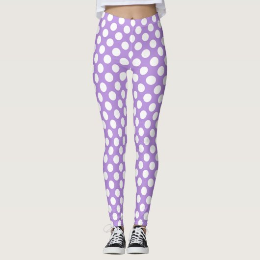 Leggings Pois violets, Motif à points Polka, points, pointi (Devant)