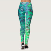 Leggings Poison Sky Abstrait, Blue Green Splatter Paint (Dos)