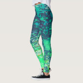 Leggings Poison Sky Abstrait, Blue Green Splatter Paint (Gauche)