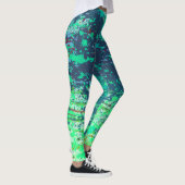 Leggings Poison Sky Abstrait, Blue Green Splatter Paint (Droite)