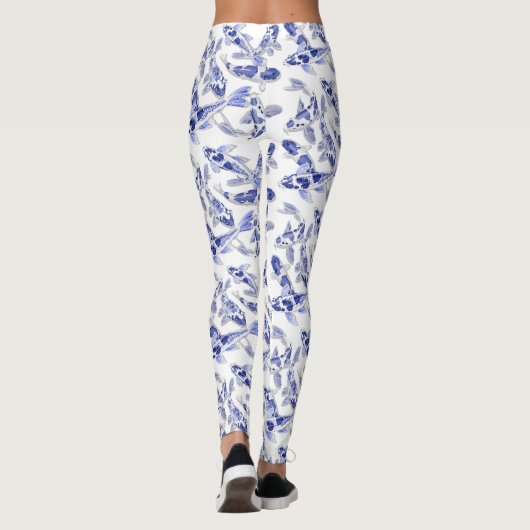 Leggings Poisson bleu et blanc Koi (Dos)