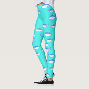 Leggings Poisson bleu turquoise