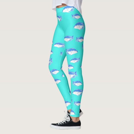 Leggings Poisson bleu turquoise (Gauche)