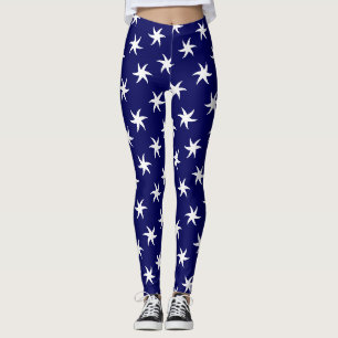 Leggings Poisson étoile blanche sur bleu marine