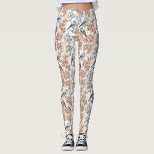 Leggings Poisson Floral Élégant à rayures pêche (1)