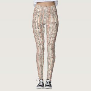 Leggings Poisson Floral Élégant à rayures pêche (3)