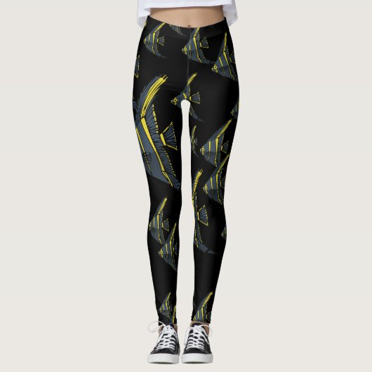 Leggings Poisson gris et jaune (Devant)