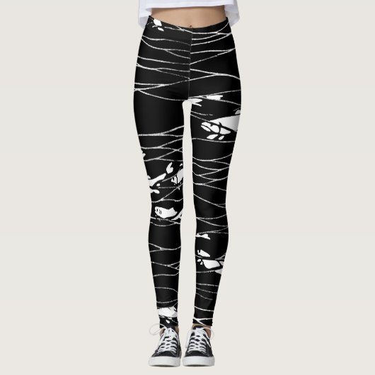 Leggings Poisson Nage sous-marin Noir (Devant)