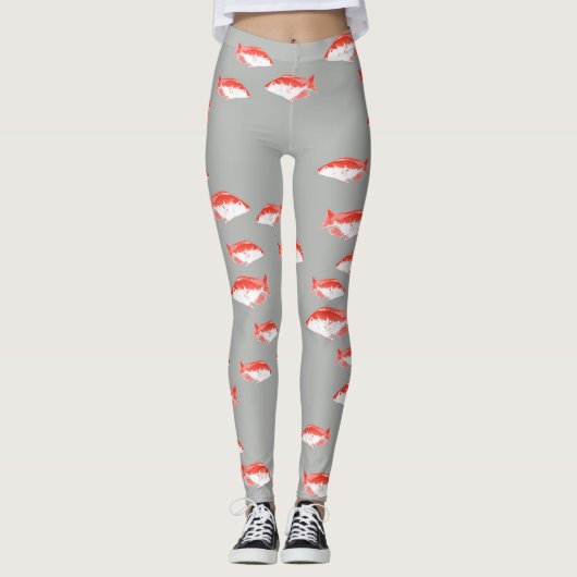 Leggings Poisson rouge et gris (Devant)