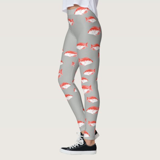 Leggings Poisson rouge et gris (Gauche)