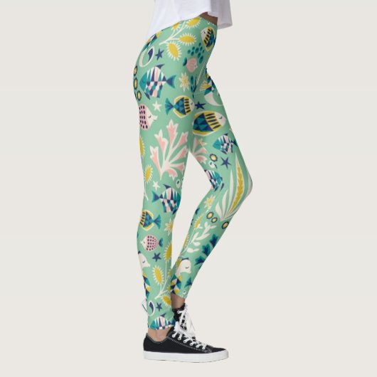 Leggings Poisson sous-marin vert (Droite)