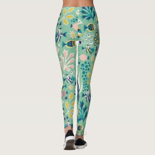 Leggings Poisson sous-marin vert (Dos)