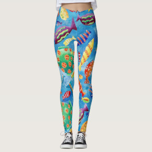 Leggings Poisson Tropical Élégant à Motif Amusant