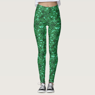 Leggings Poisson Vert Légumes de sirène Ariel Inspiré