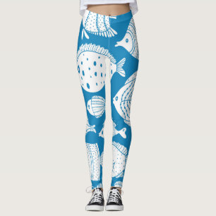 Leggings Poisson vintage : Ensemble d'illustrations décorat