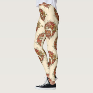 Leggings Poisson Volant Japonais et Feuilles de Bambou Art