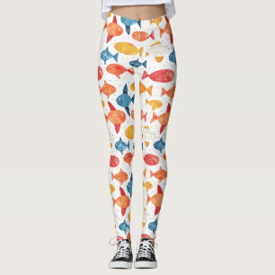 Leggings Poissons amusants Motif coloré