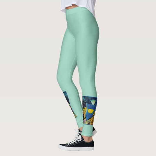Leggings Poissons-anges à la barrière de corail - Design ph (Gauche)