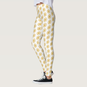 Leggings Poissons Jaunes Dorés Imprimer, Motif Floral Maisy