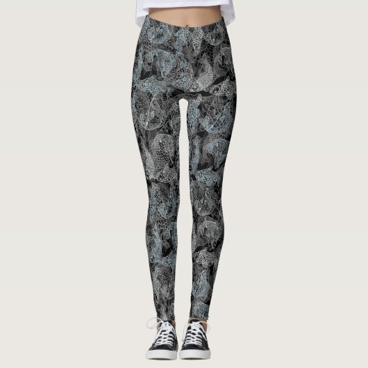 Leggings Poissons motif, double couleur b. BG noir (Devant)