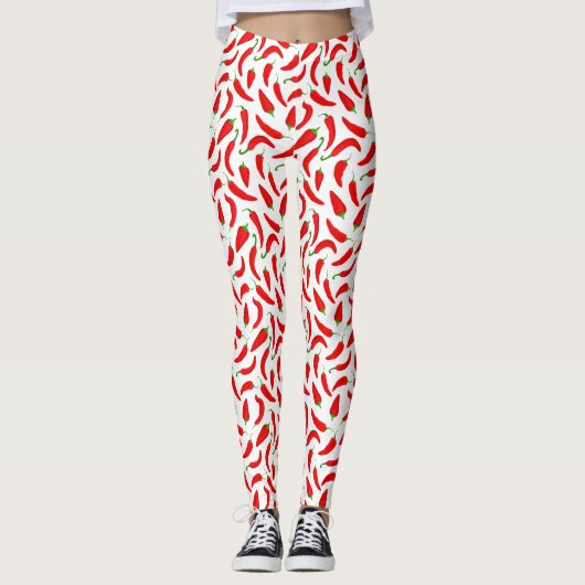 Leggings Poivrons rouges en blanc (Devant)