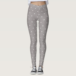 Leggings Pola gris et petit blanc Points Chic Salon ou Gym