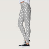 Leggings Polka blanche croise sur gris (Gauche)
