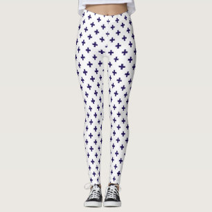 Leggings Polka bleu marine croise sur blanc