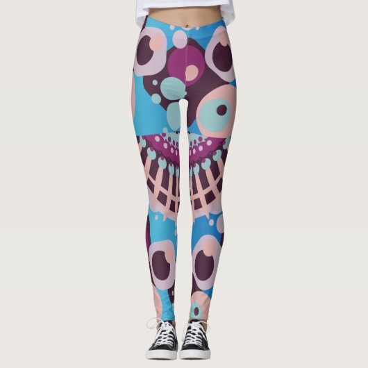 Leggings Polka Dot Bubble couleur Abstrait Noir (Devant)