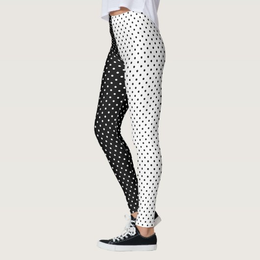 Leggings Polka Dot noir et blanc Deux tons (Gauche)