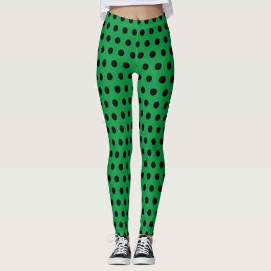 Leggings Polka point vert et noir (Devant)