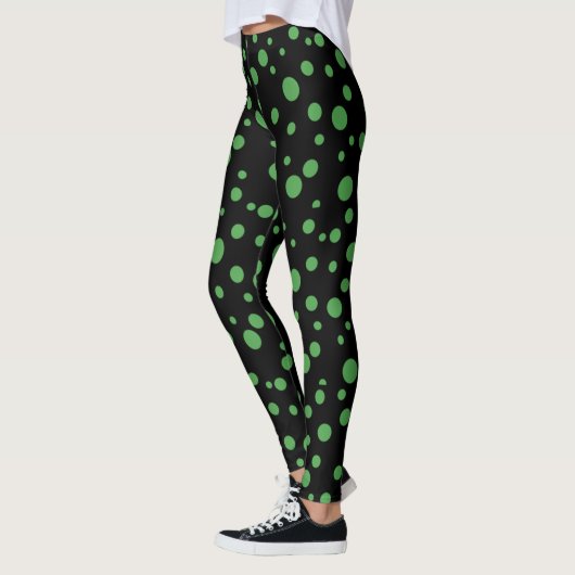 Leggings Polka verte noire et citron vert (Gauche)