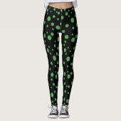 Leggings Polka verte noire et citron vert (Devant)
