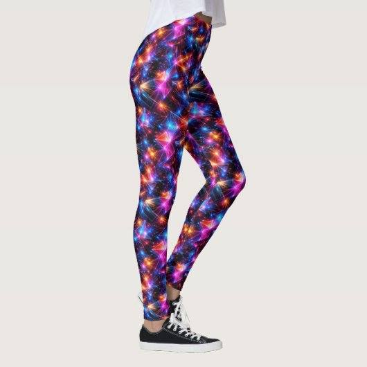 Leggings Polygone néon abstrait avec explosions (Droite)